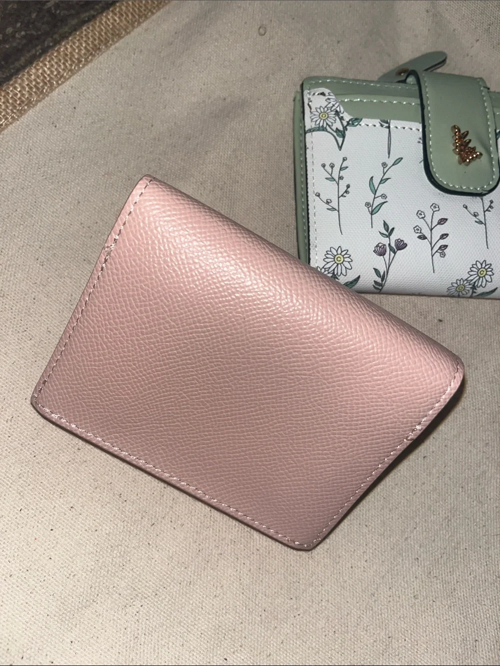 Floral Print Mini Wallet with Mint Trim and Pink Pebbled Cardholder BNWOT 114